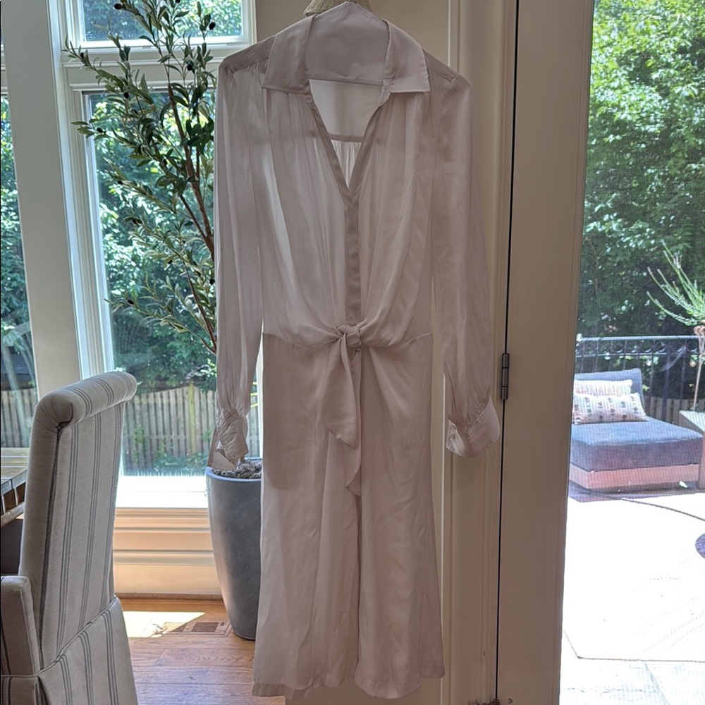 Brochu Walker chic tie front shirt dress, size M